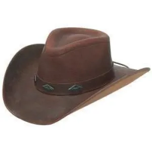 Alamo Leather Pinch Front Hat in Brown