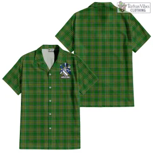 Aland Irish Clan Tartan Short Sleeve Button Up with Coat of Arms