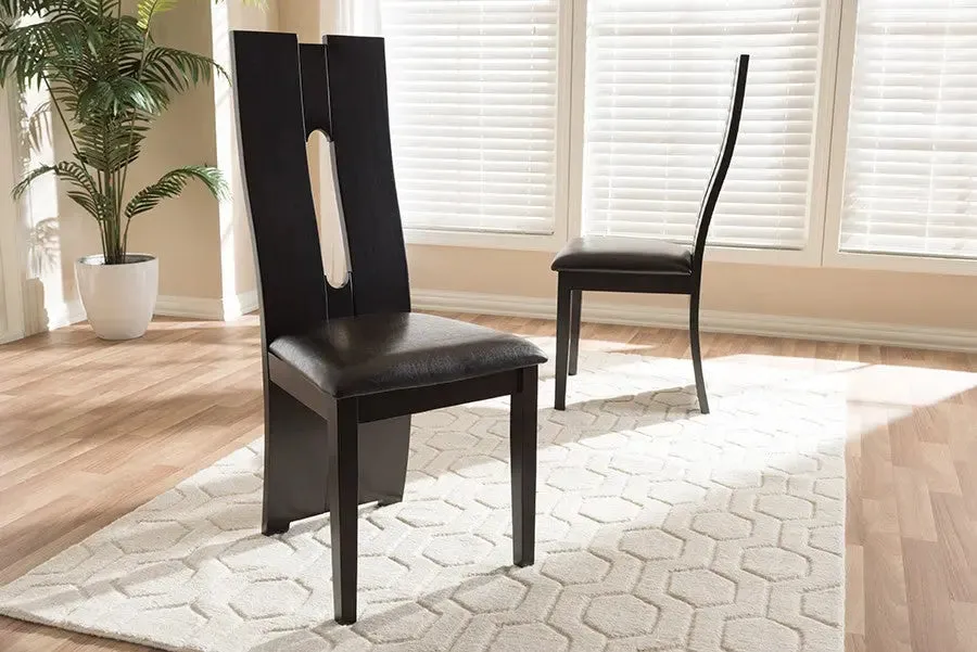 Alani Dark Brown Faux Leather Upholstered Dining Chair - 2pcs