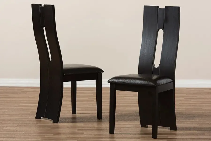 Alani Dark Brown Faux Leather Upholstered Dining Chair - 2pcs