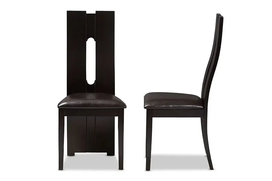 Alani Dark Brown Faux Leather Upholstered Dining Chair - 2pcs