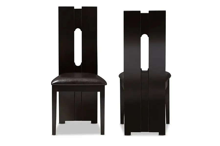 Alani Dark Brown Faux Leather Upholstered Dining Chair - 2pcs