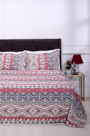 Alba Aztek Red Cotton Bedcover