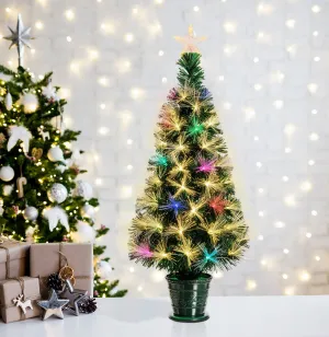 Albero di natale in fibre ottiche bianco caldo e RGB da interno con vaso