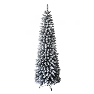 Albero di natale Innevato "Dimitri Slim" in PVC di Altissima Qualità   Flock