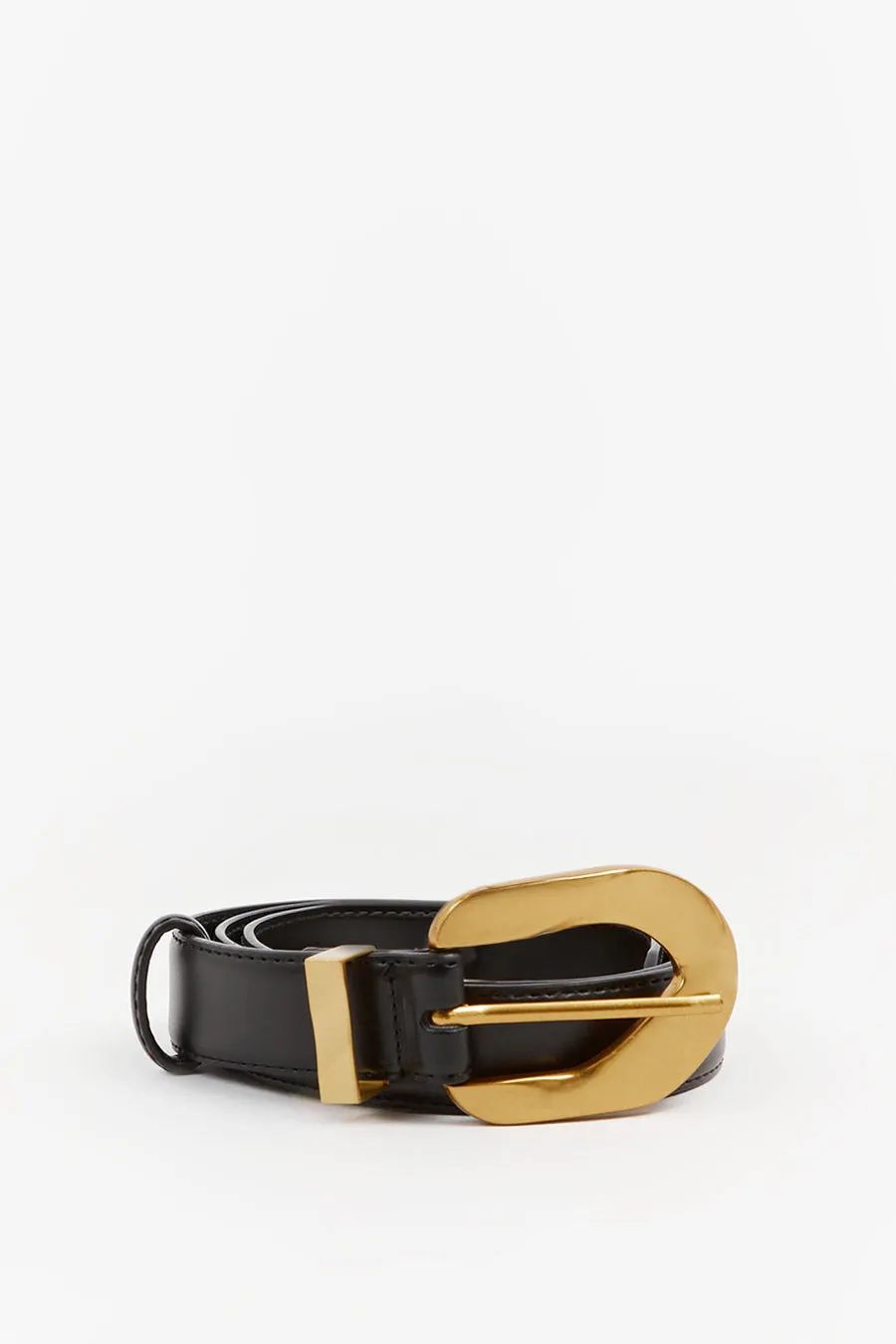 ALBURY BLACK LEATHER BELT