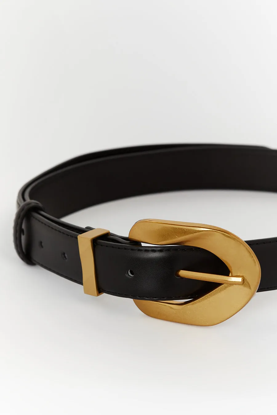 ALBURY BLACK LEATHER BELT