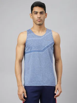 Alcis Men Blue Heather Anti-Static Slim-Fit Distance Running Singlet