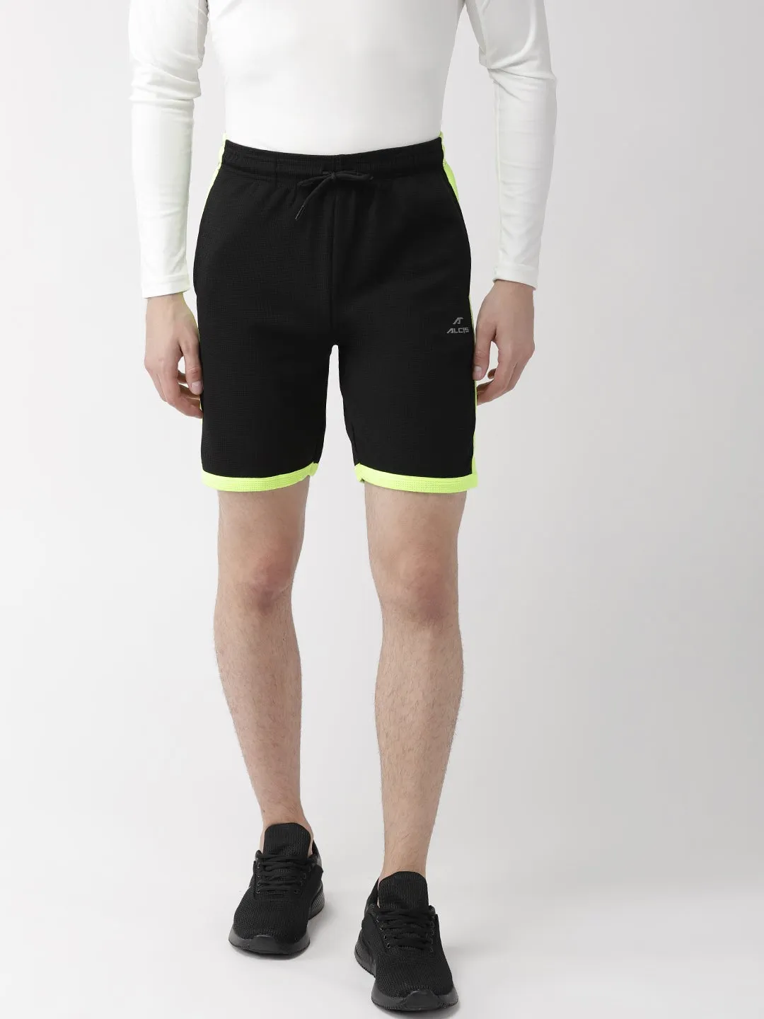 Alcis Men Color Block Black Shorts