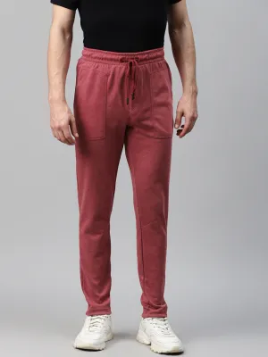 Alcis Men Maroon Solid Slim Fit Track Pants