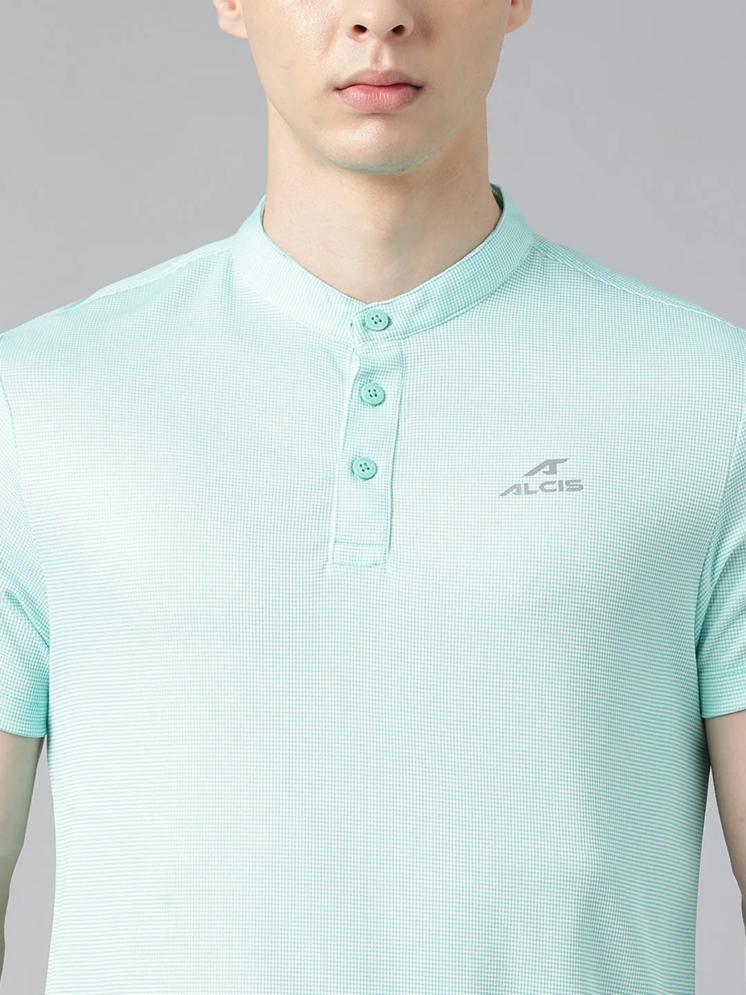 Alcis Men's Mint Green Anti-Static Drytech  Slim-Fit Training Polo T-Shirt