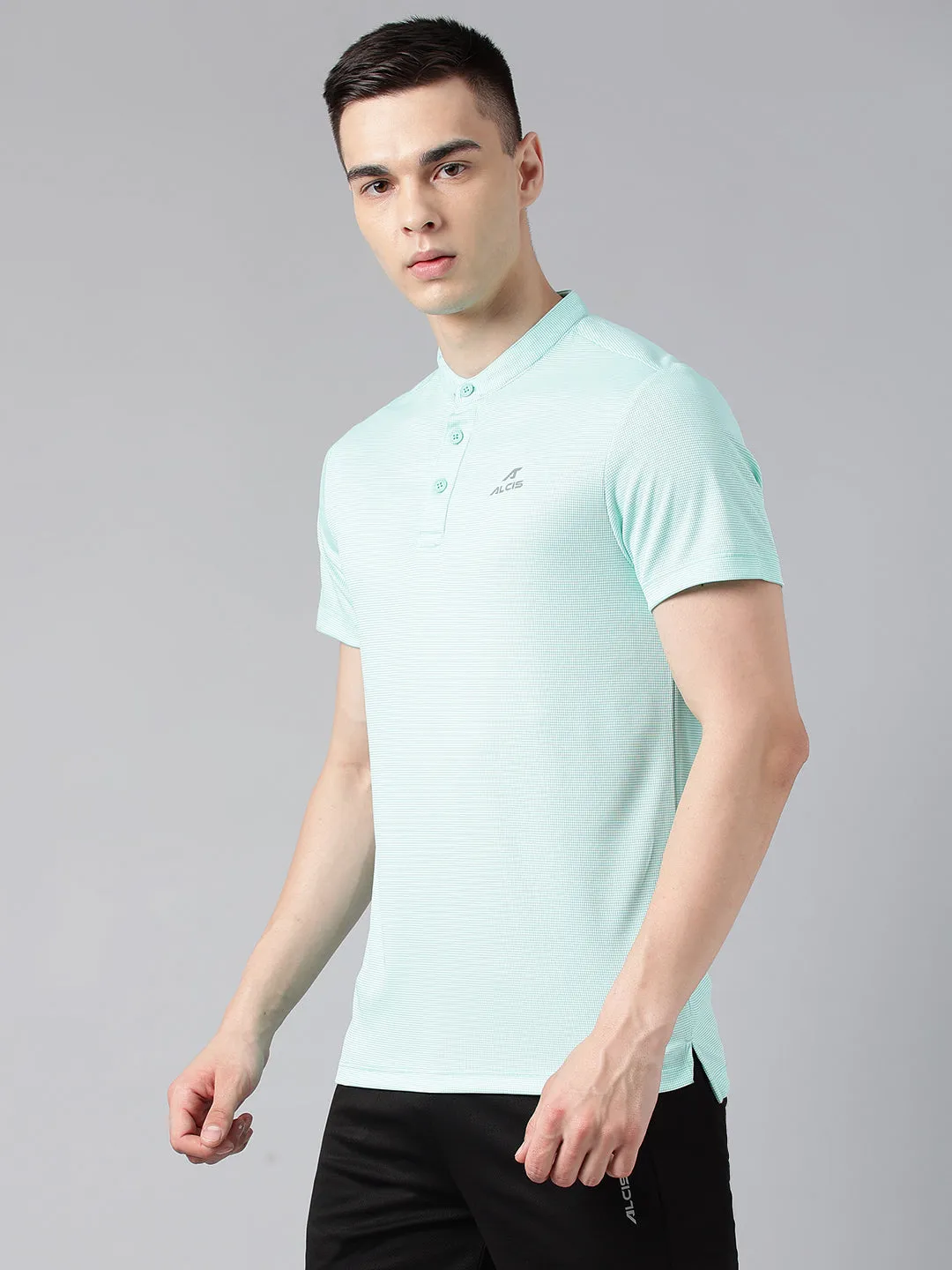 Alcis Men's Mint Green Anti-Static Drytech  Slim-Fit Training Polo T-Shirt