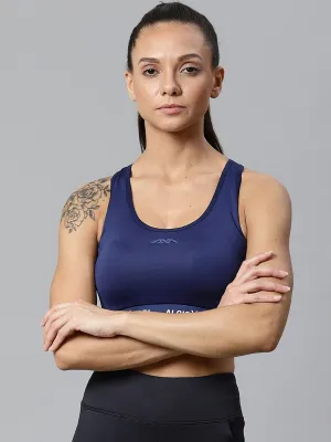 Alcis Navy Blue X Nari Solid Non-Wired Lightly Padded Training Sports Bra