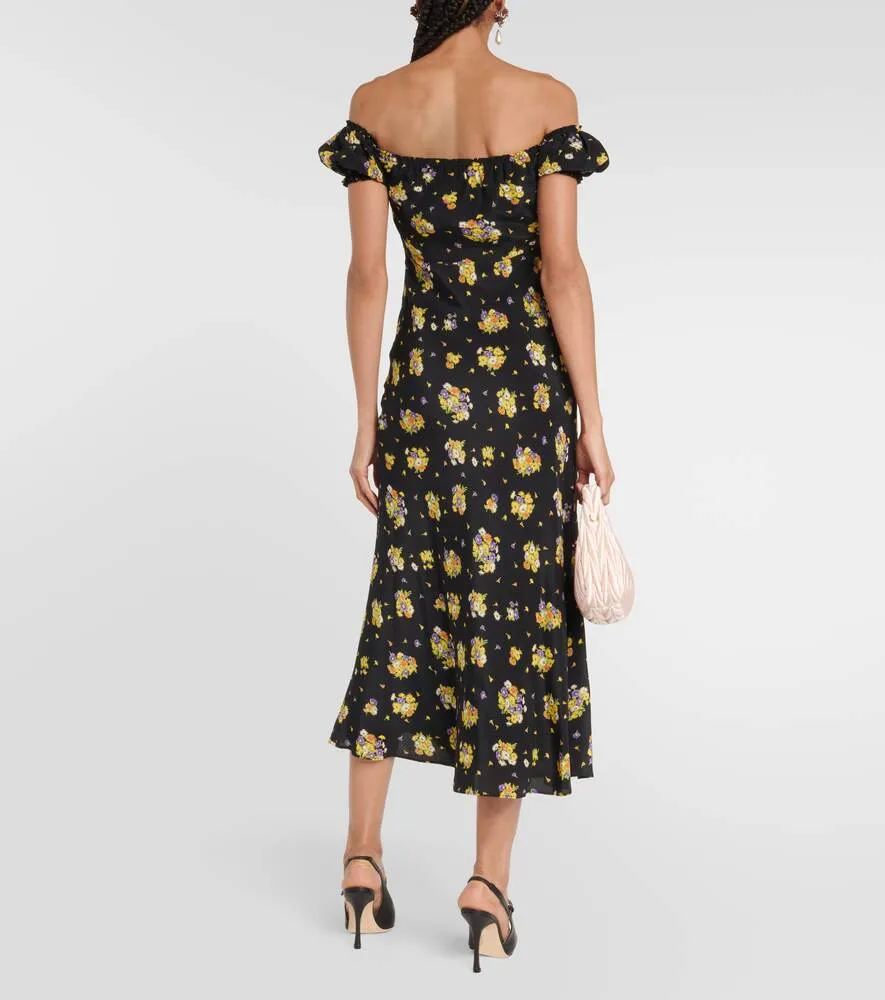 ALESSANDRA RICH floral silk maxi dress, black