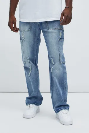 Alex Straight Cargo Jeans - Light Wash