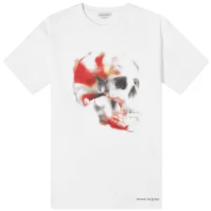 Alexander Mcqueen Obscured Skull Print T-Shirt, White, Red & Black