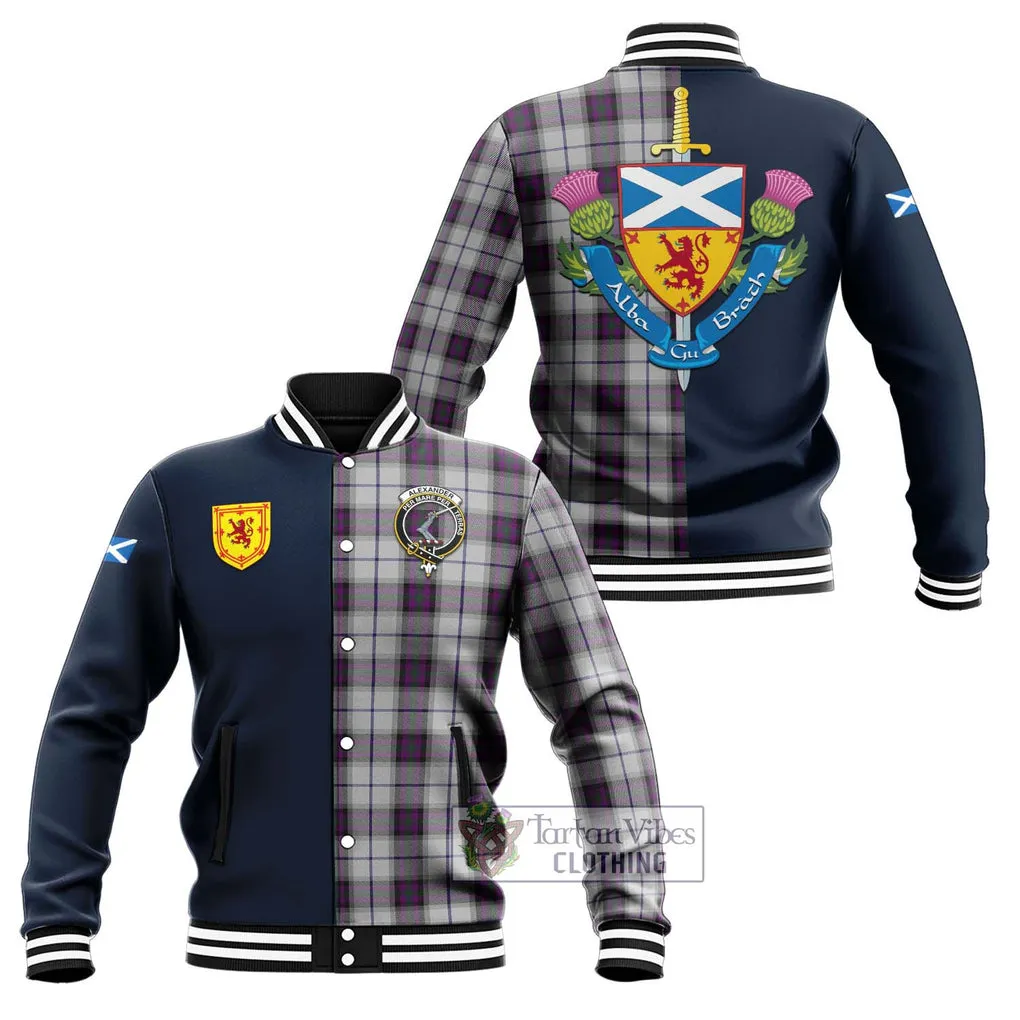 Alexander of Menstry Dress Tartan Baseball Jacket Alba with Scottish Lion Royal Arm Half Style