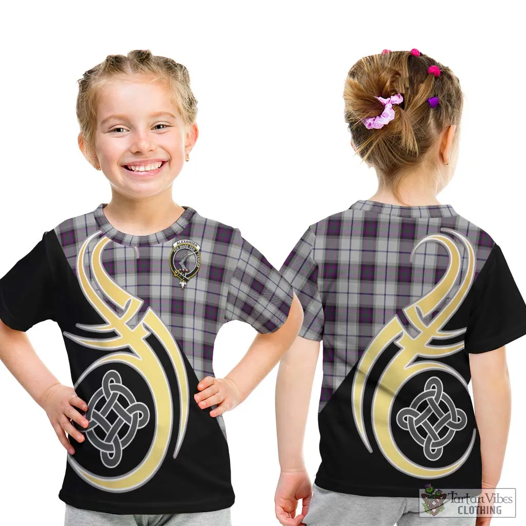 Alexander of Menstry Dress Tartan Kid T-Shirt with Family Crest and Celtic Symbol Style