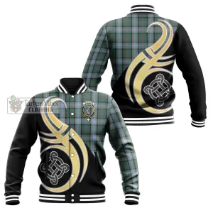 Alexander of Menstry Hunting Tartan Baseball Jacket with Family Crest and Celtic Symbol Style