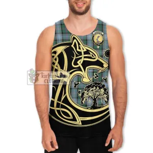 Alexander of Menstry Hunting Tartan Men's Tank Top with Family Crest Celtic Wolf Style