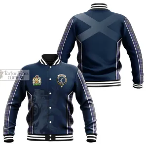 Alexander of Menstry Tartan Baseball Jacket with Family Crest and Lion Rampant Vibes Sport Style