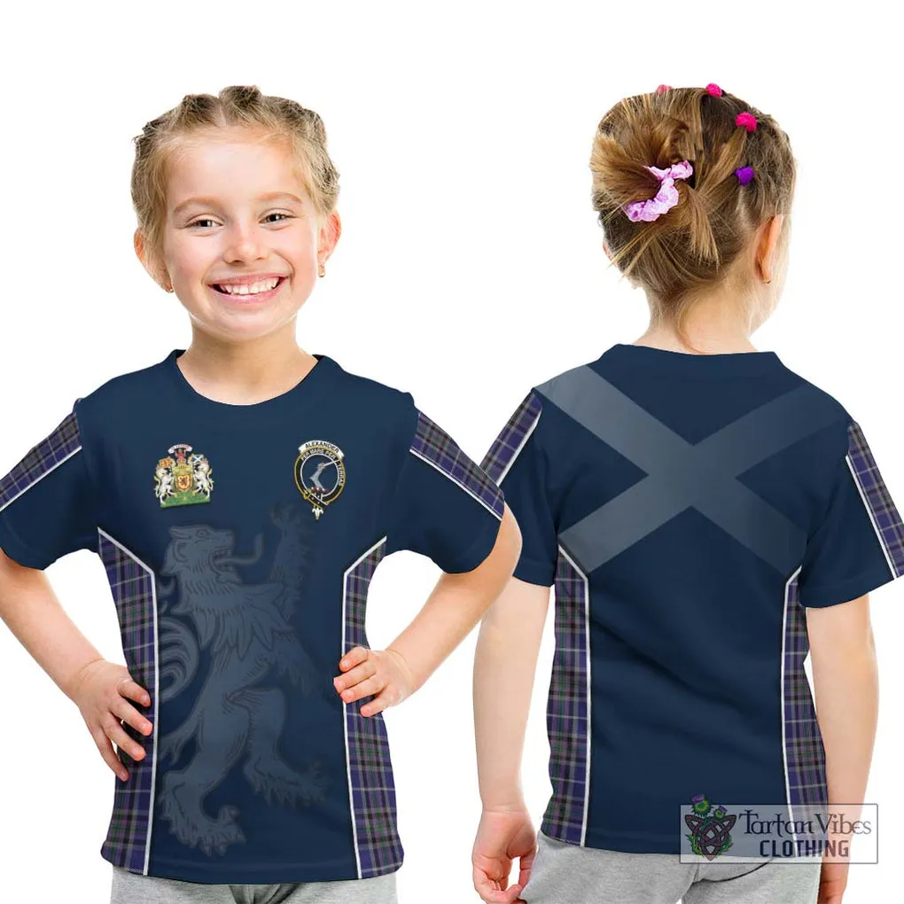 Alexander of Menstry Tartan Kid T-Shirt with Family Crest and Lion Rampant Vibes Sport Style