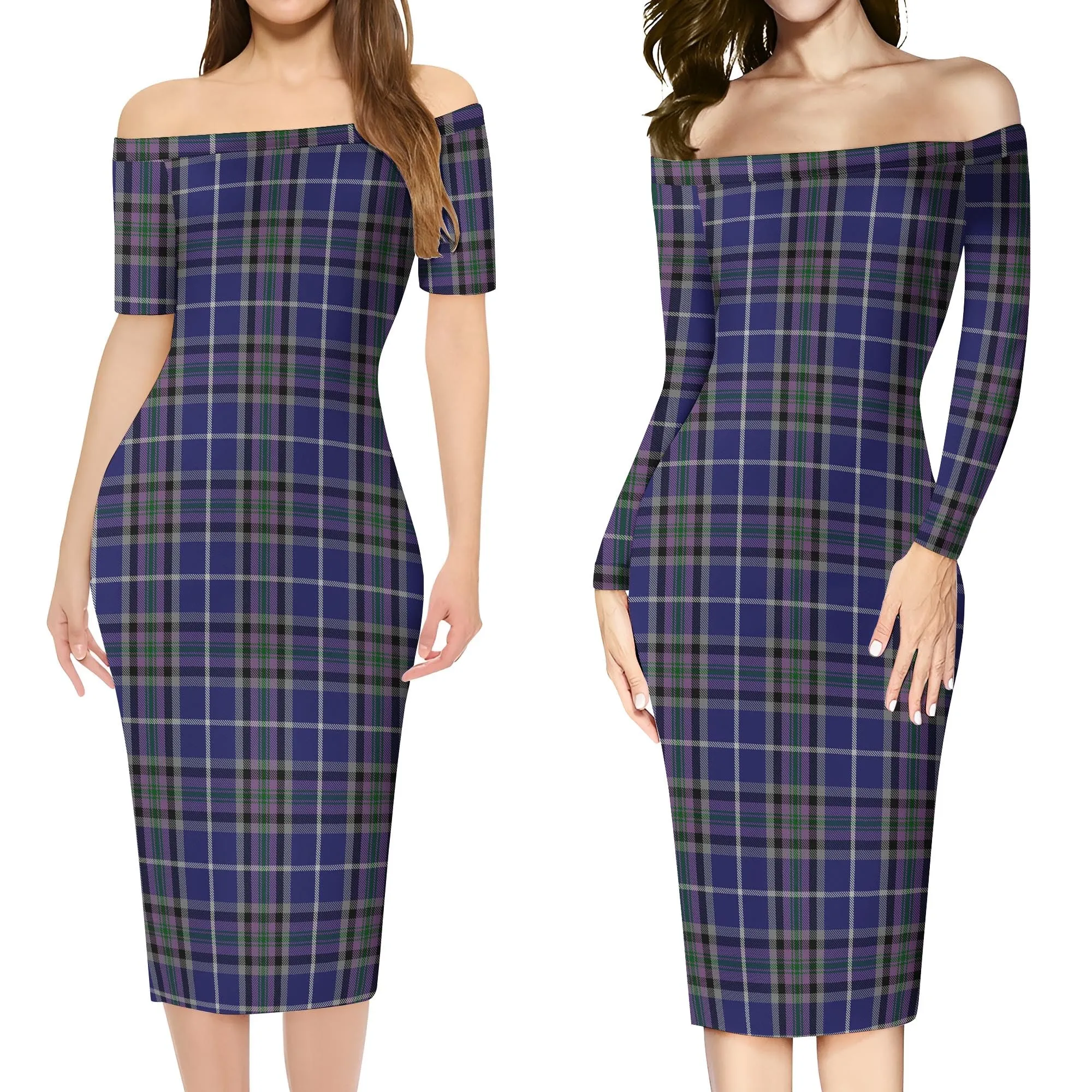 Alexander of Menstry Tartan Off Shoulder Lady Dress