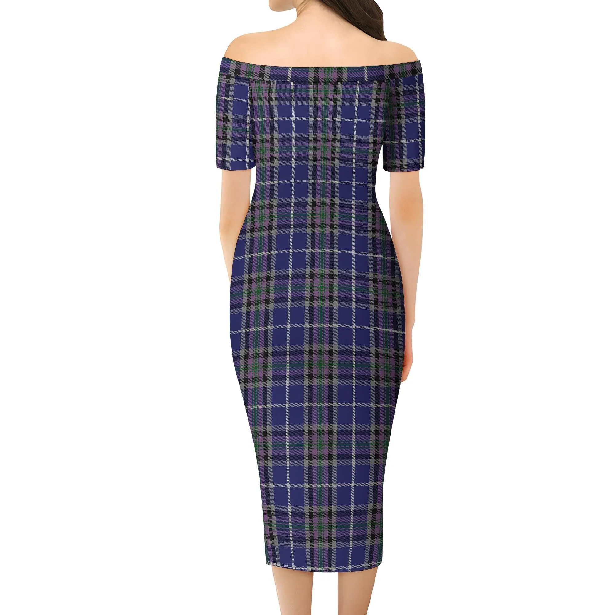 Alexander of Menstry Tartan Off Shoulder Lady Dress