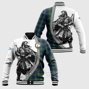 Alexander Tartan Clan Crest Baseball Jacket with Highlander Warrior Celtic Style