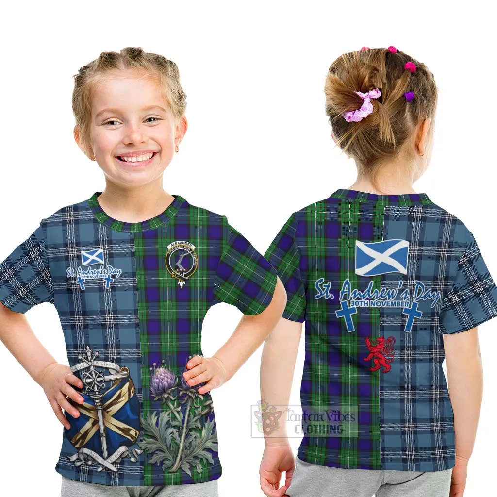 Alexander Tartan Kid T-Shirt Happy St. Andrew's Day Half Tartan Style