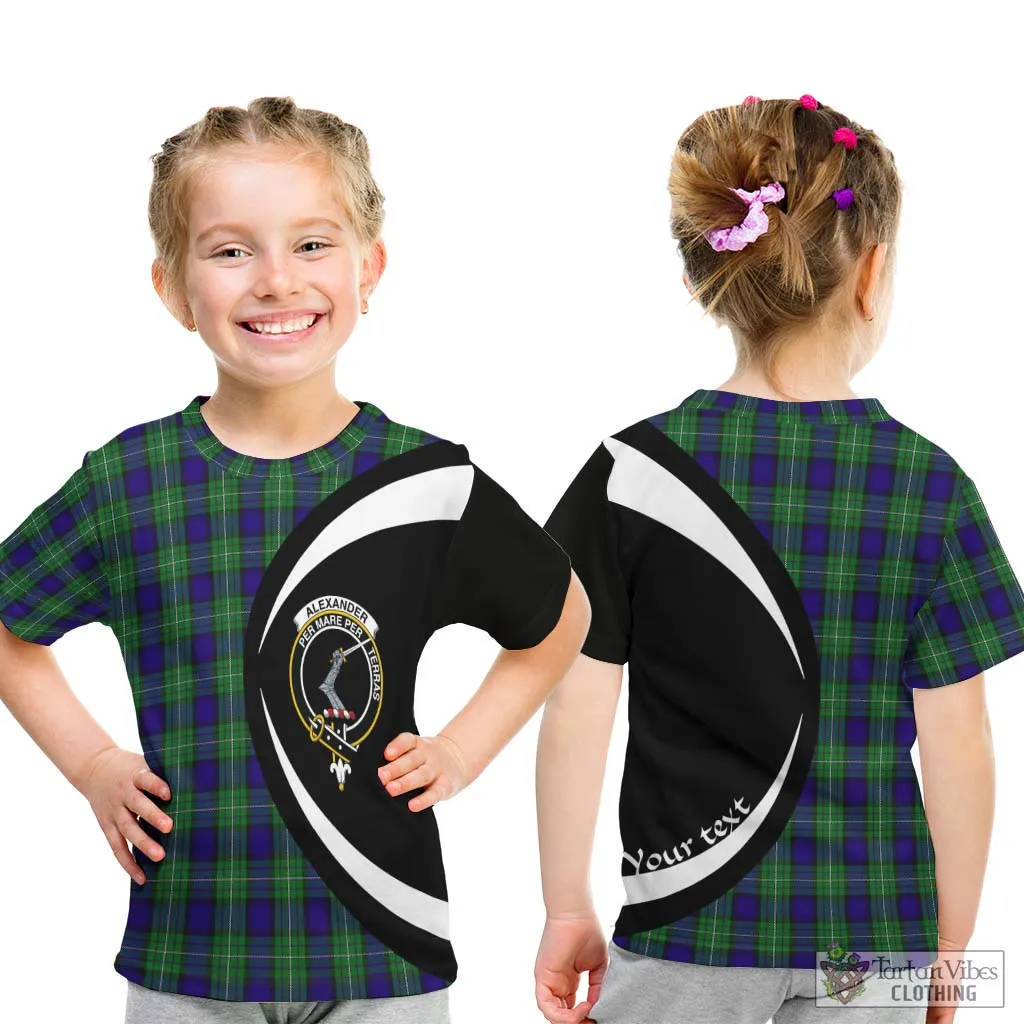 Alexander Tartan Kid T-Shirt with Family Crest Circle Style