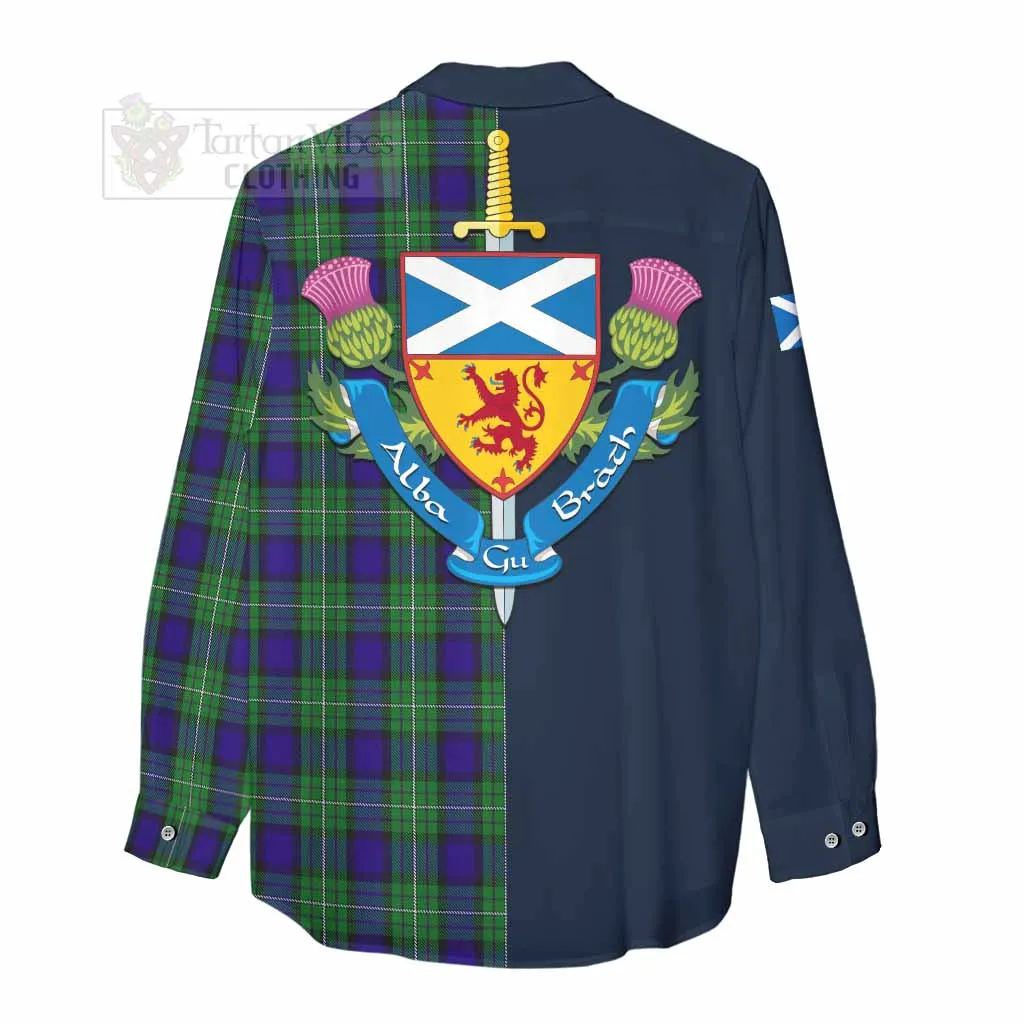 Alexander Tartan Women's Casual Shirt Alba with Scottish Lion Royal Arm Half Style