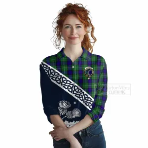 Alexander Tartan Women's Casual Shirt Featuring Thistle and Scotland Map