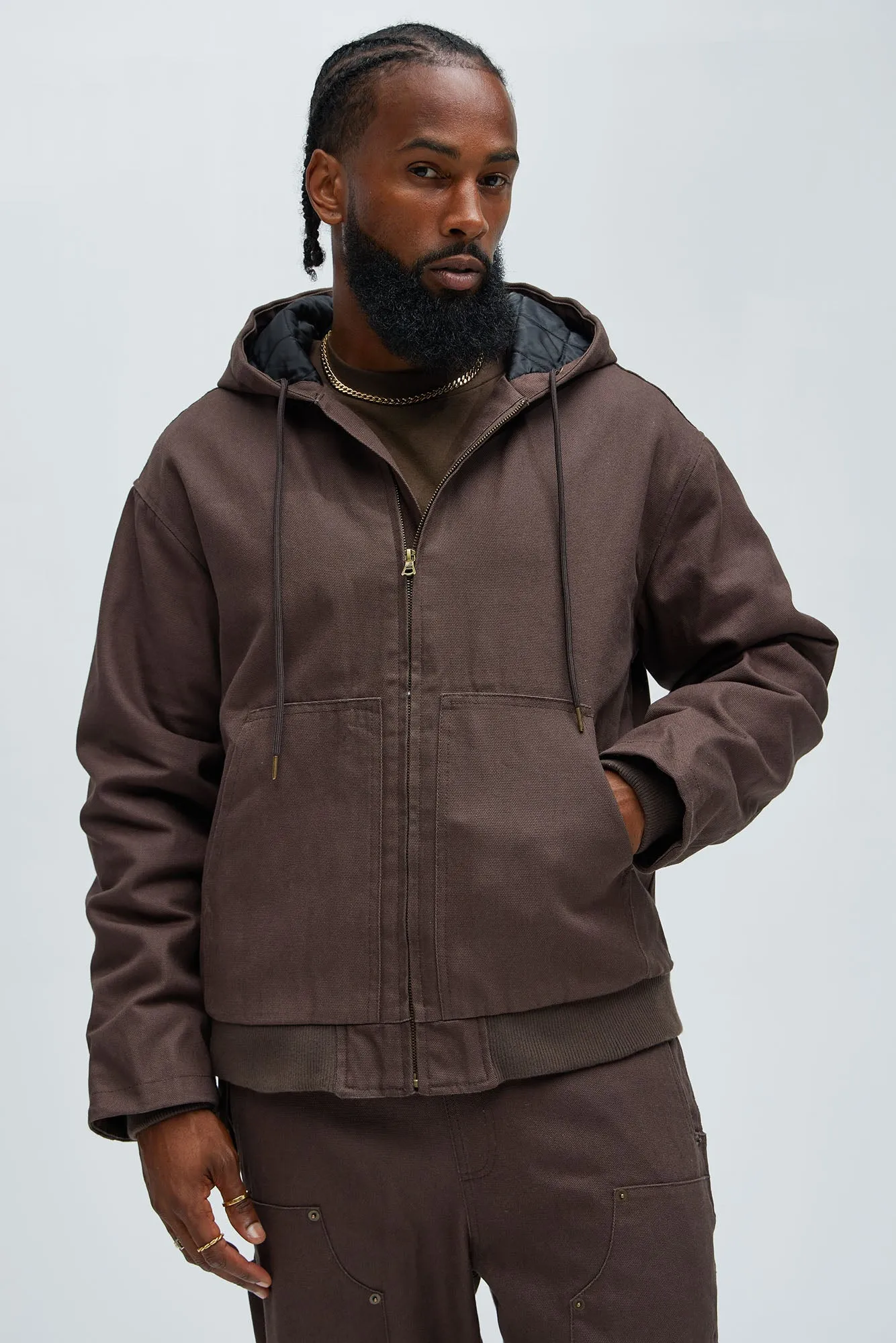 Alexander Utility Canvas Hooded Jacket - Brown