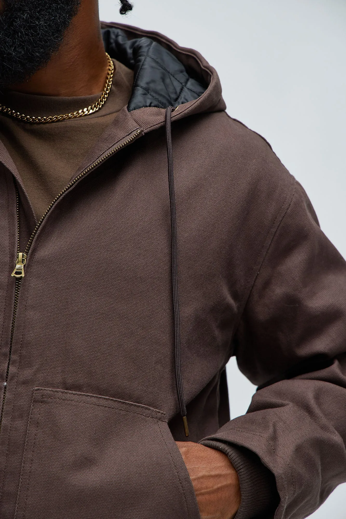 Alexander Utility Canvas Hooded Jacket - Brown