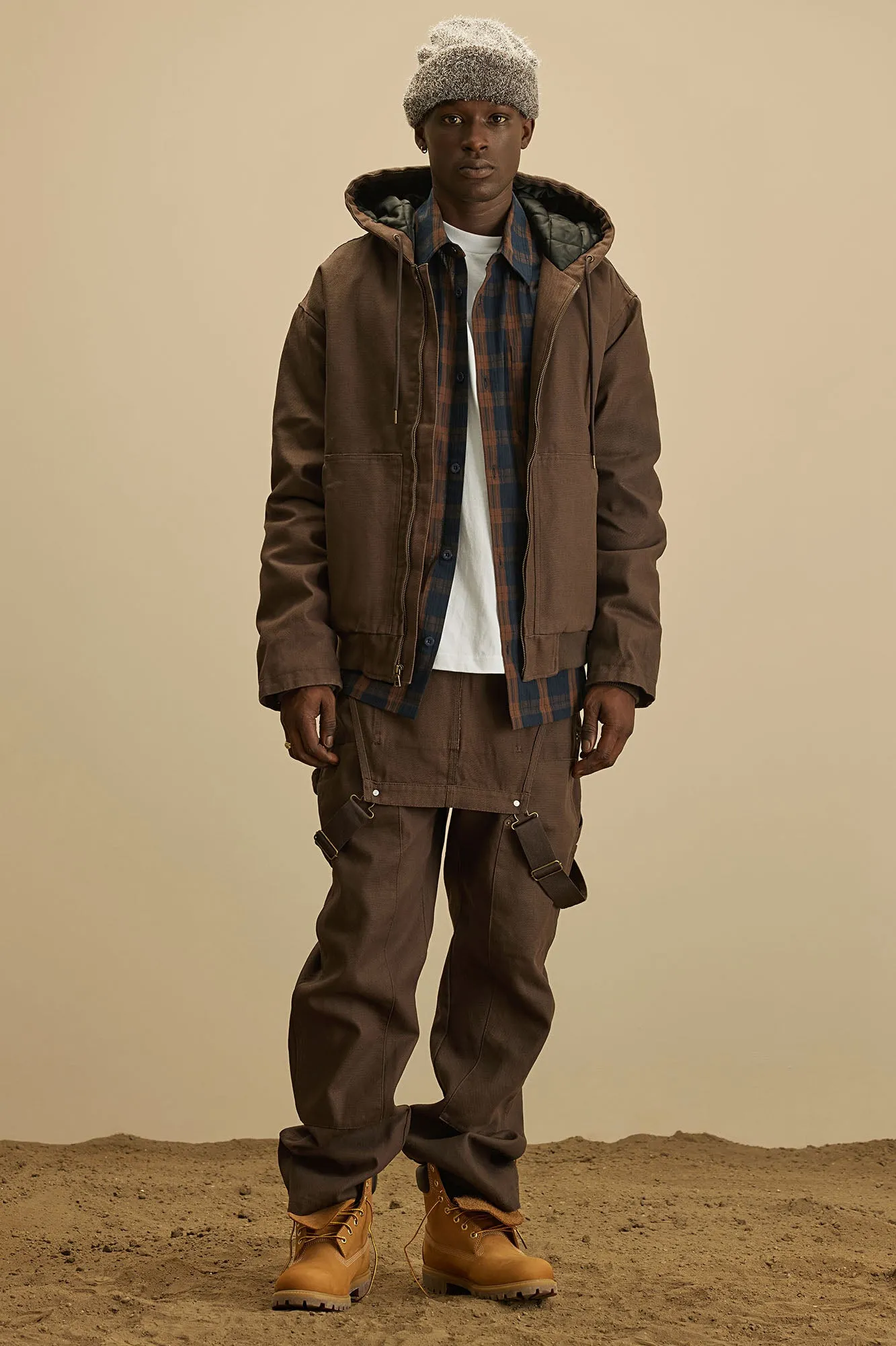 Alexander Utility Canvas Hooded Jacket - Brown