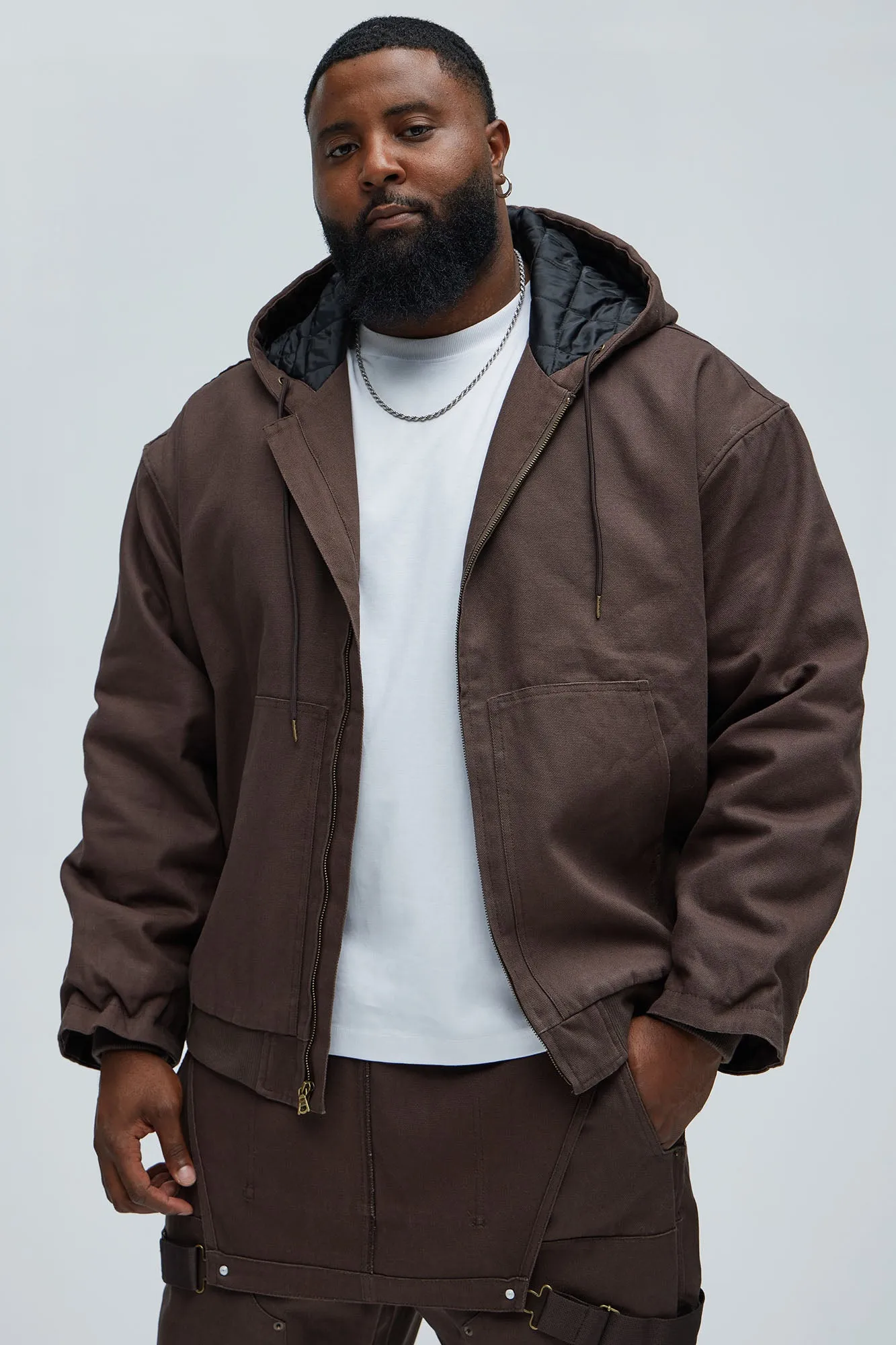 Alexander Utility Canvas Hooded Jacket - Brown