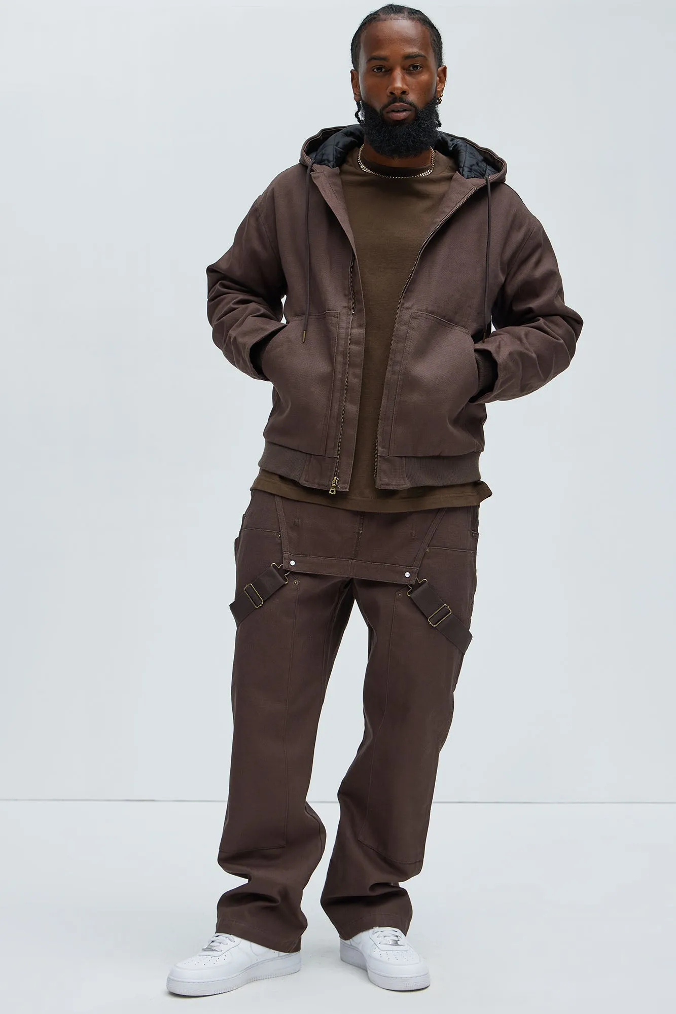 Alexander Utility Canvas Hooded Jacket - Brown