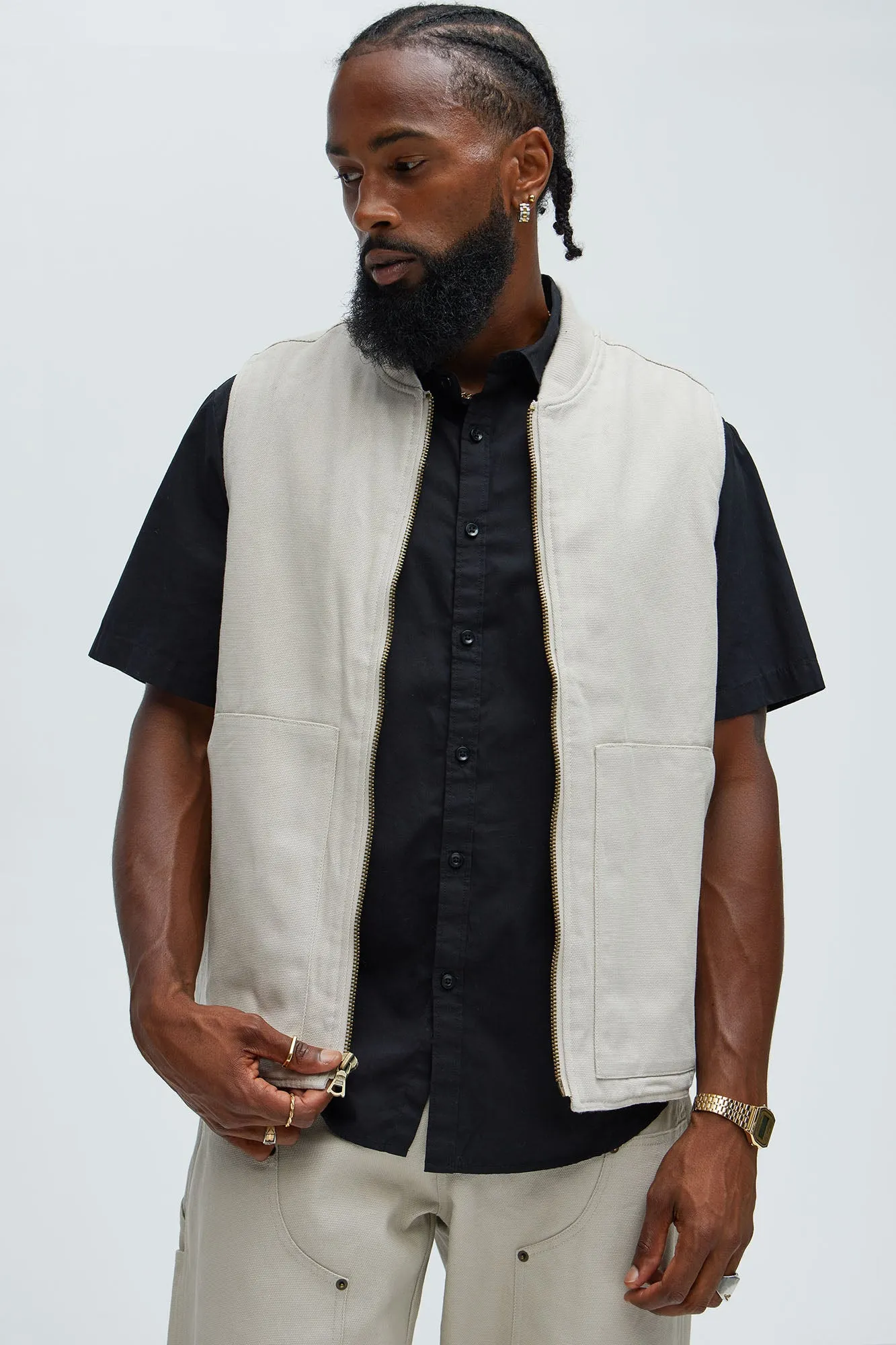 Alexander Utility Canvas Vest - Off White