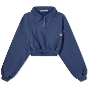 Alexander Wang Shrunken Half Zip Sweatshirt, dark blue