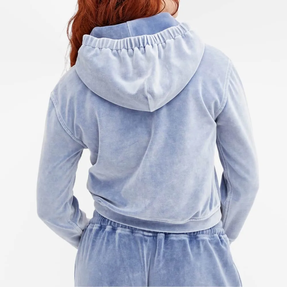 Alexander Wang Shrunken Zip Up Sweatshirt, blue