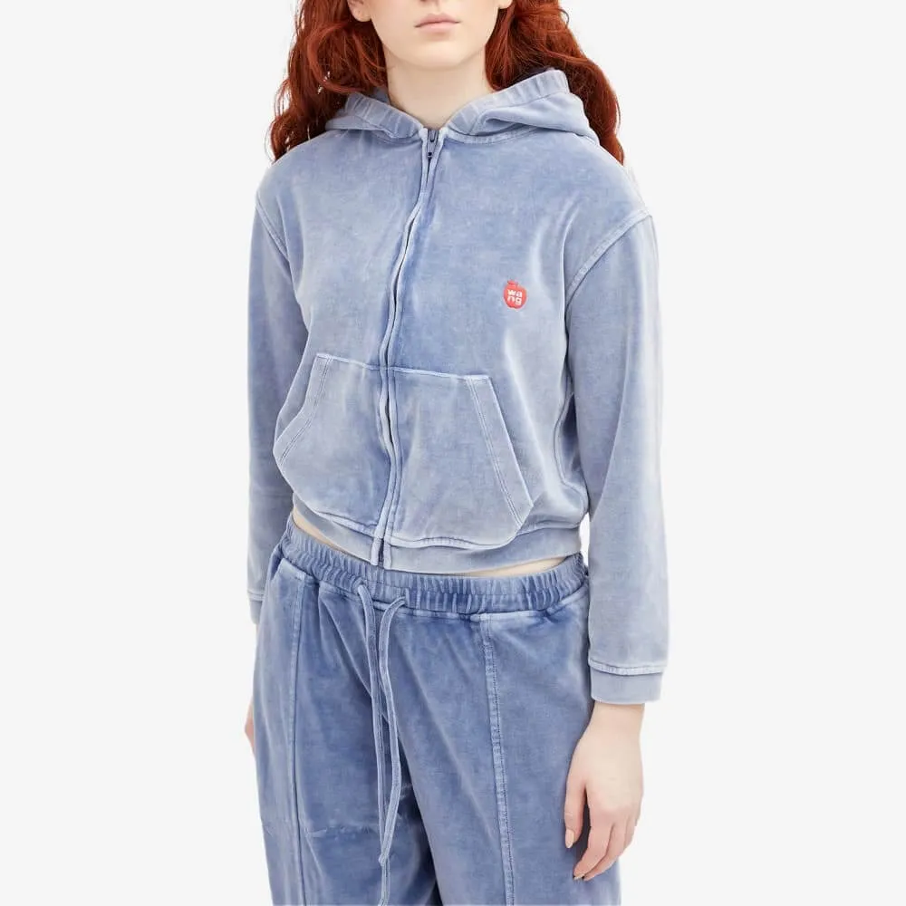 Alexander Wang Shrunken Zip Up Sweatshirt, blue