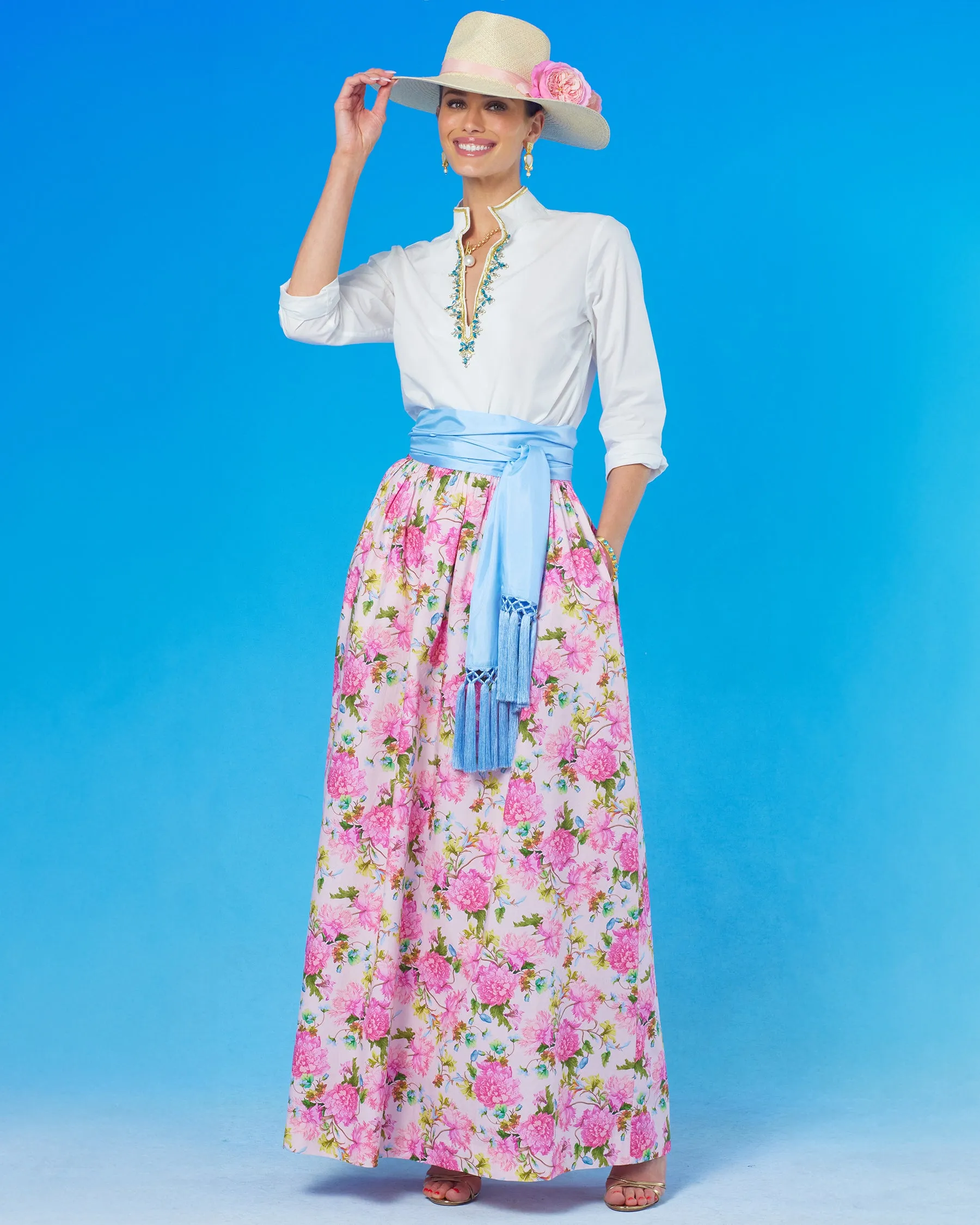 Alexandra Long Full Skirt in English Roses