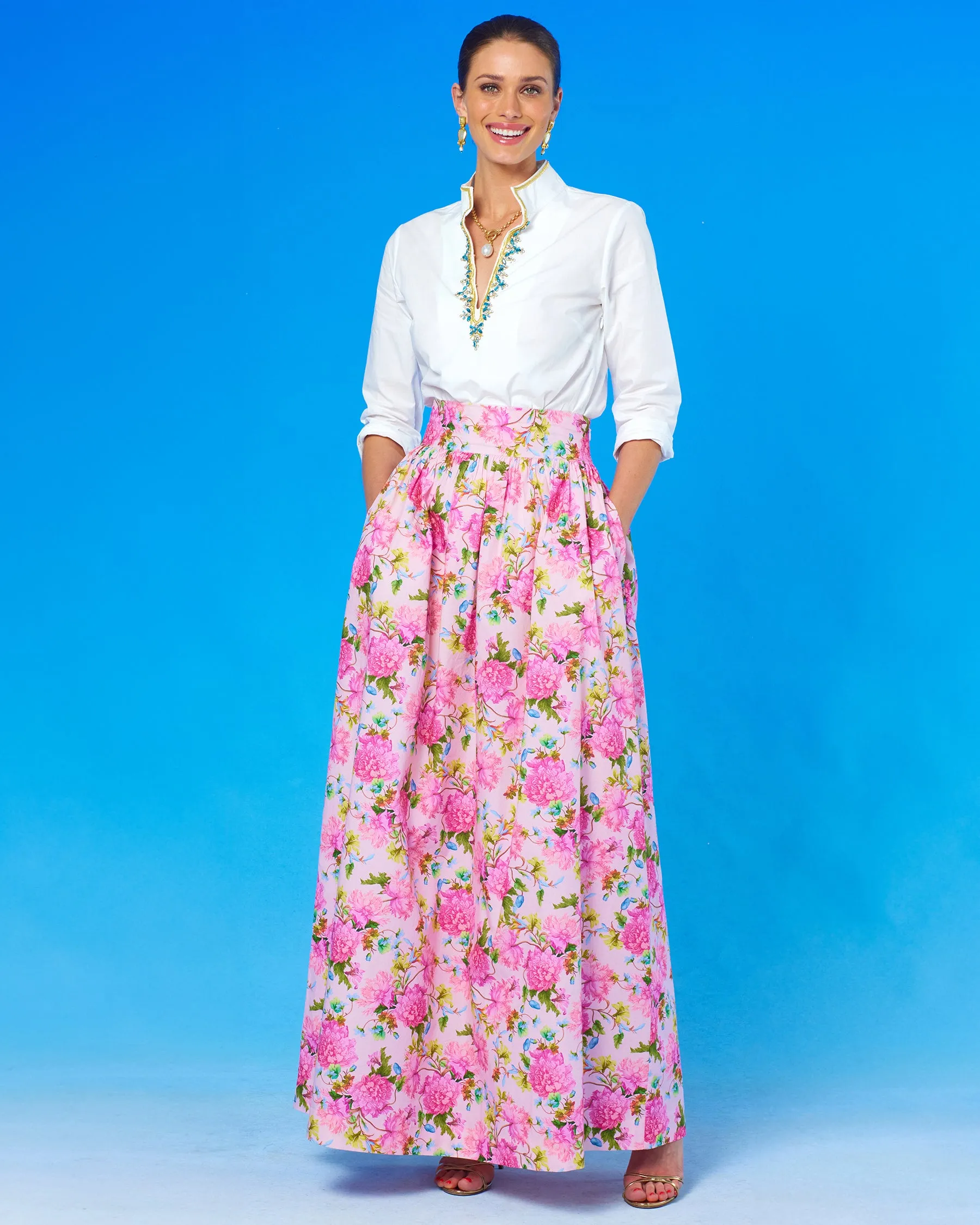 Alexandra Long Full Skirt in English Roses