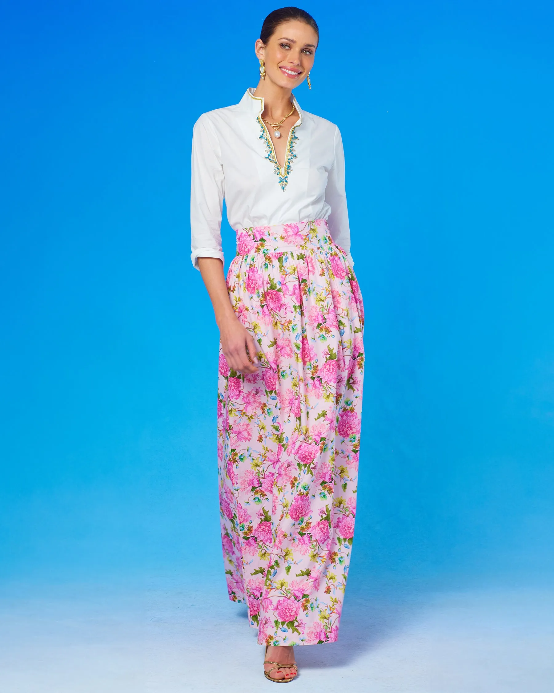 Alexandra Long Full Skirt in English Roses