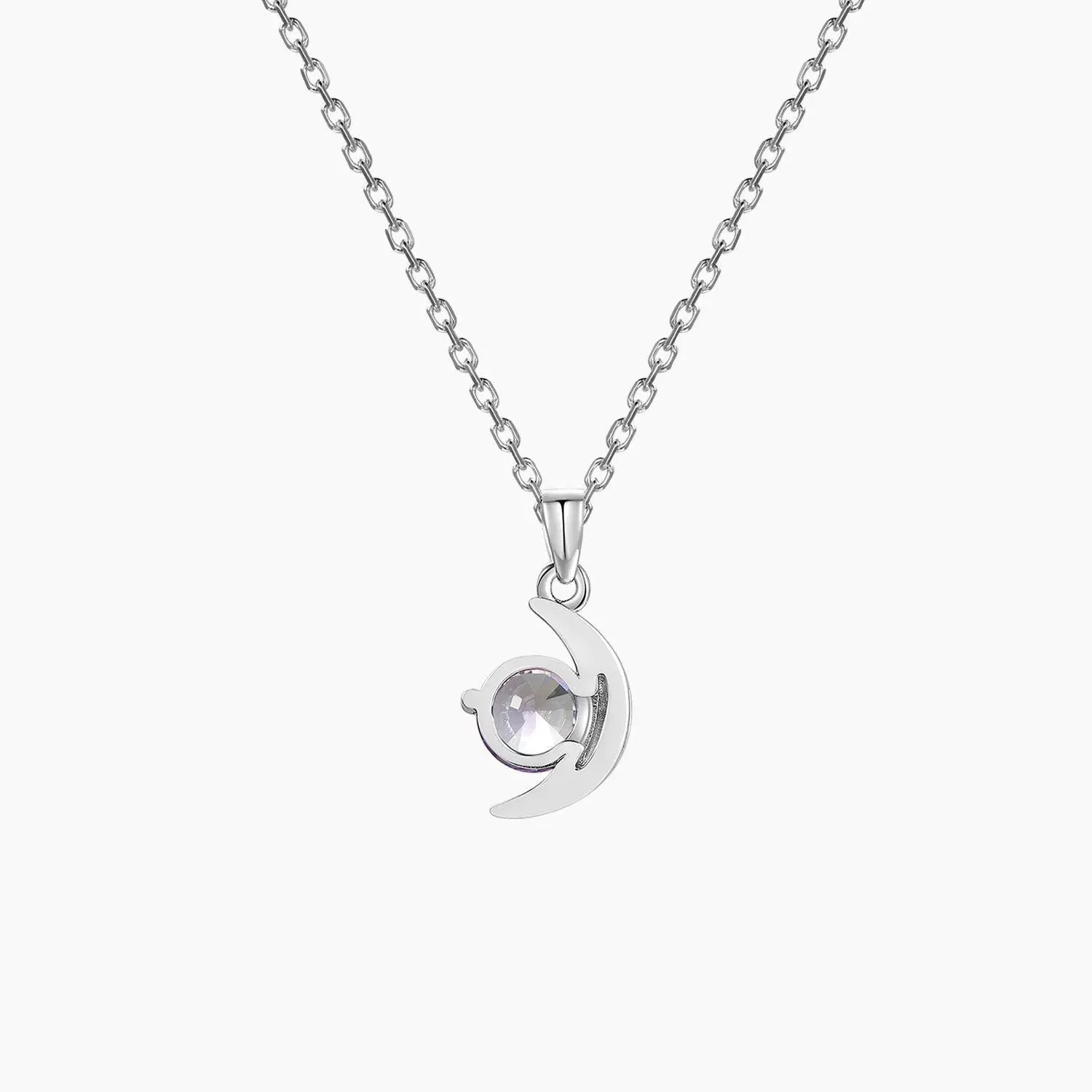 Alexandrite Half Moon Crescent Pendant Necklace