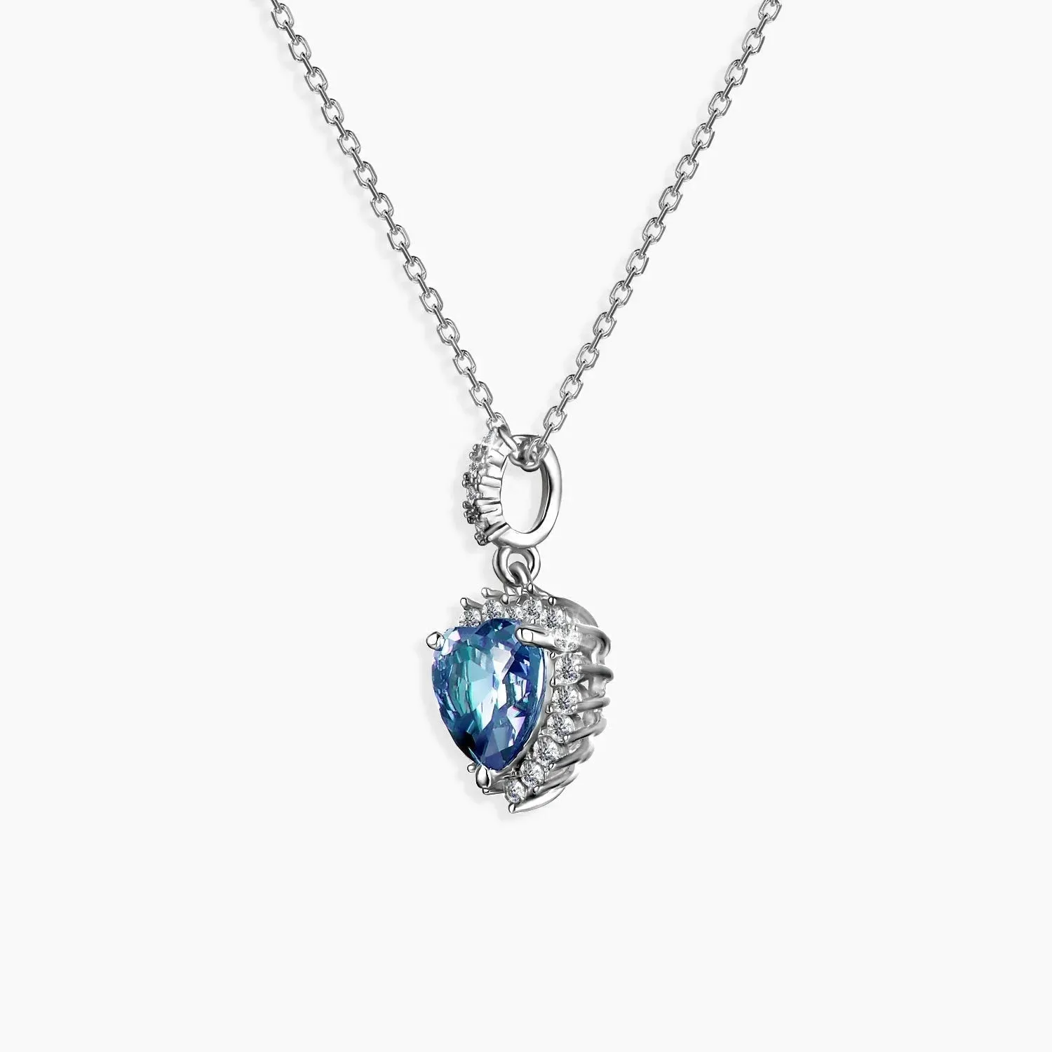 Alexandrite Heart Shape Halo Pendant Necklace in Sterling Silver - Irosk Australia®