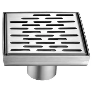 ALFI ABSD55C-BSS 5" x 5" Square Stainless Steel Shower Drain with Groove Holes