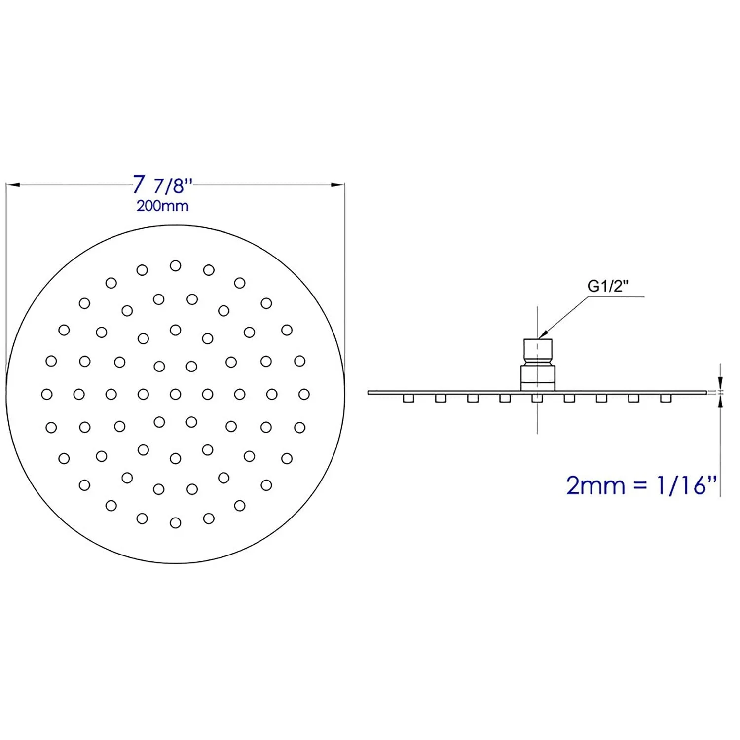 ALFI RAIN8R-BSS Brushed Stainless Steel 8" Round Ultra Thin Rain Shower Head