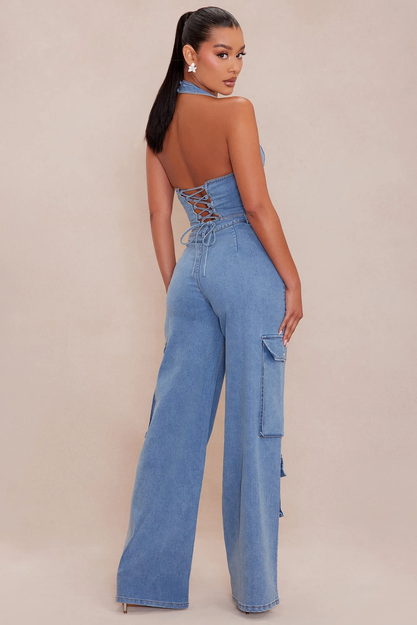 Ali Denim Pant Set - Medium Wash